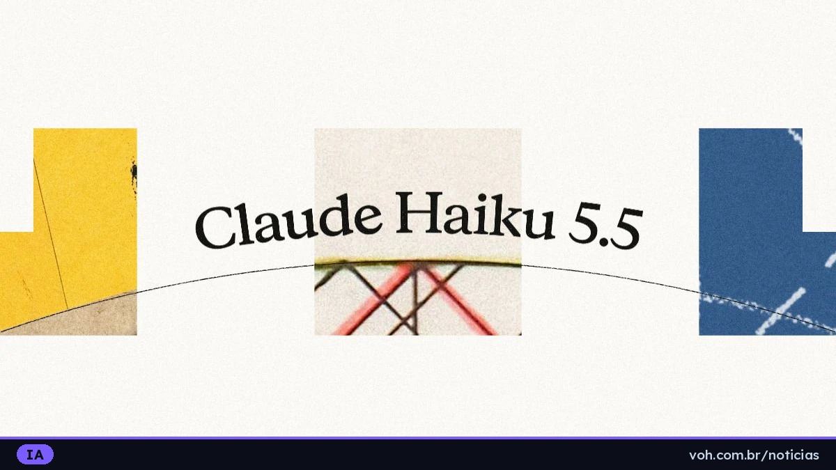 Cartaz oficial do lançamento do Claude Haiku 5.5, com o nome do modelo sobre fundo bege e blocos de cor