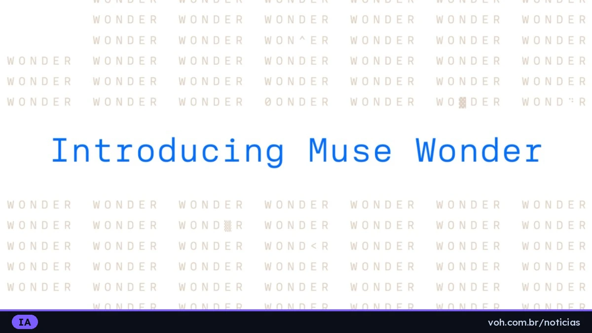 Arte azul sobre fundo branco com o texto 'Introducing Muse Wonder', repetido em segundo plano com a palavra Wonder