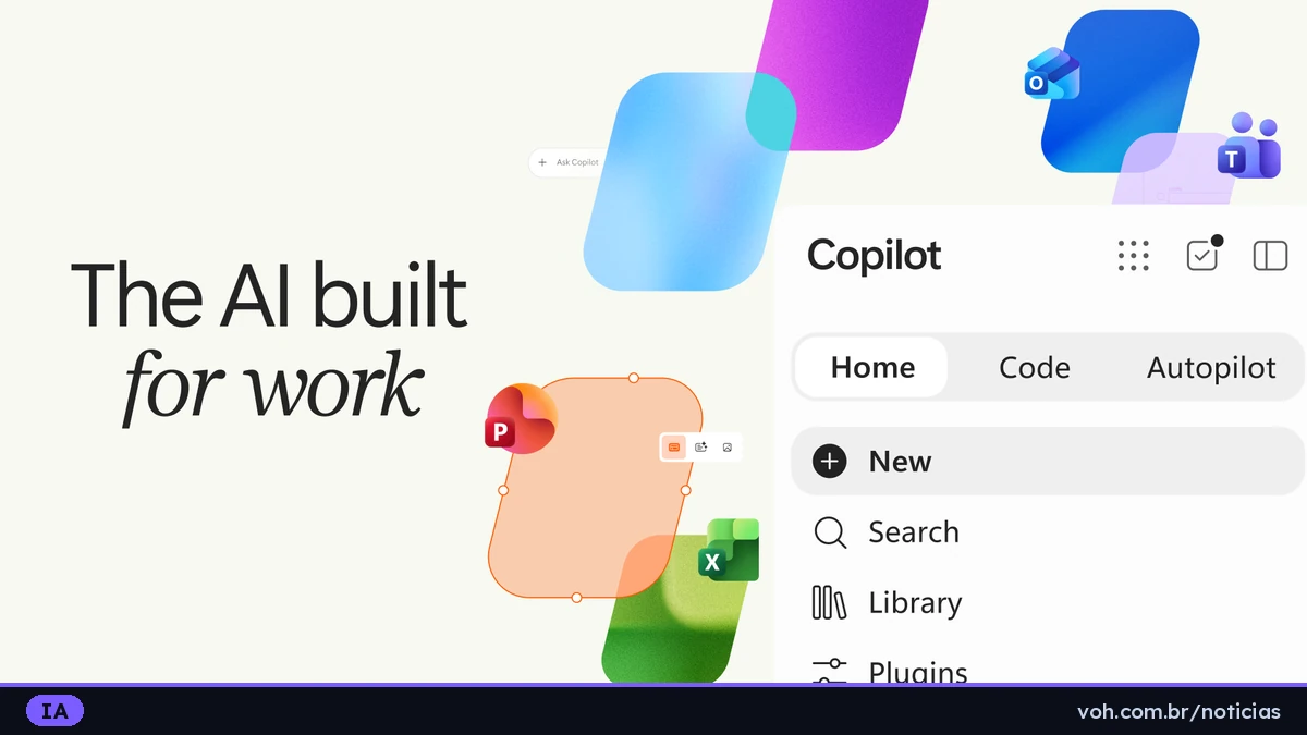 Tela do Copilot da Microsoft com as abas Home, Code e Autopilot
