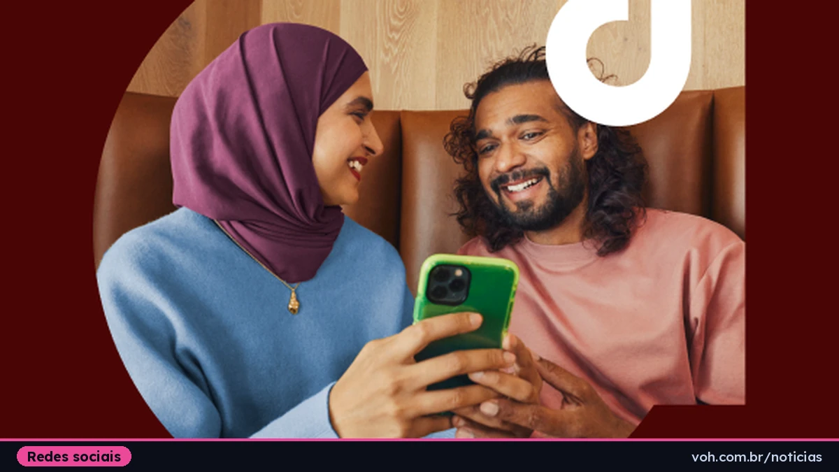 Arte de divulgação do TikTok para o anúncio de novidades de IA para anunciantes