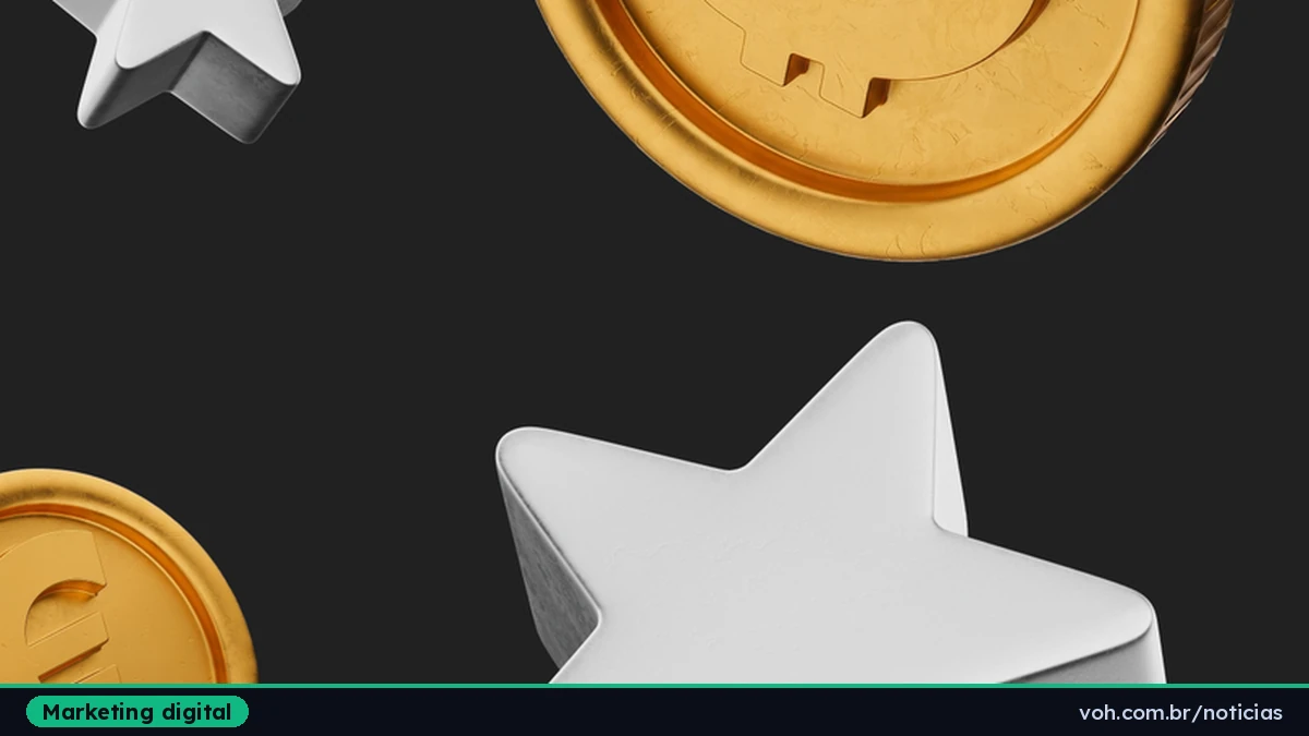 Ilustração com moedas de euro e estrelas em três dimensões sobre fundo preto, usada pelo YouTube para anunciar o relatório Creative Capital