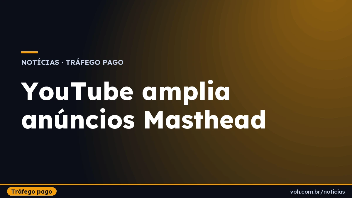 Capa tipográfica azul com o título sobre a nova regra de anúncios Masthead do YouTube